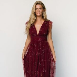 BALTIC BORN EVENING GOWN DRESS IN WINE RED